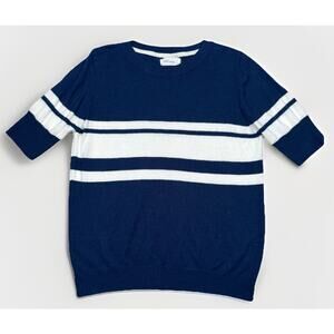 MERSEA Court Short Sleeve Sweater Shirt Blue White Women's Size Small Coastal